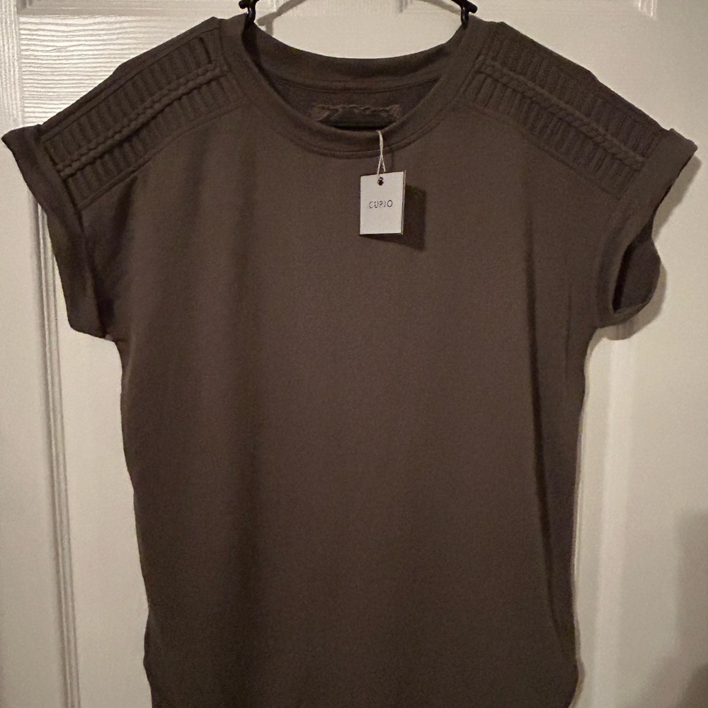 Cupio dark green Fitted Ribbed Blouse